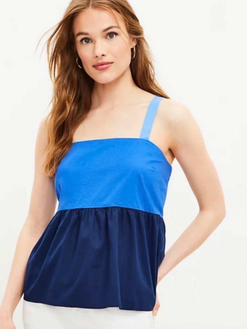 LOFT Blue Colorblock Tank Top NEW Size 14